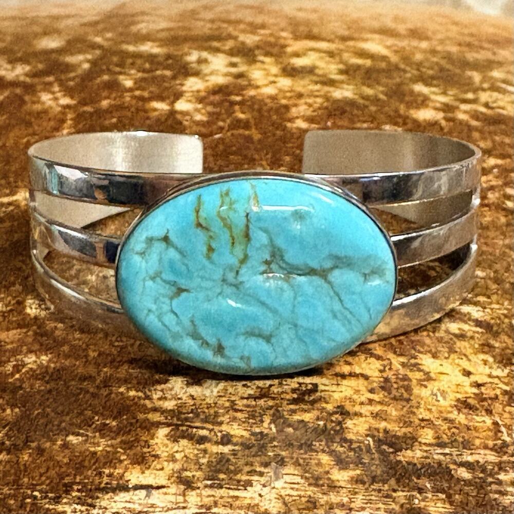 Jay King Cuff Bracelet Sterling Silver & Turquoise w/ Brown Matrix DTR